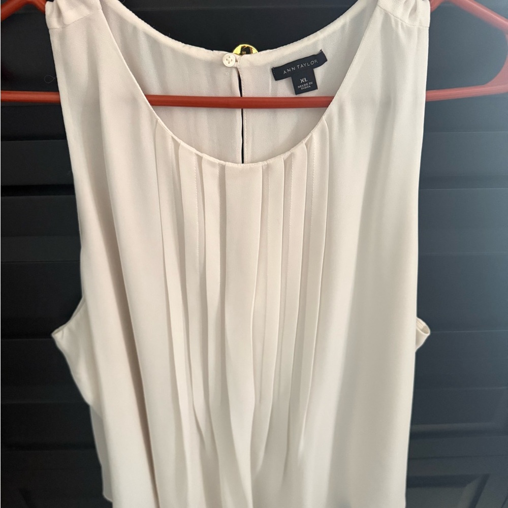 Ann Taylor Women's Cream Pleated Blouse